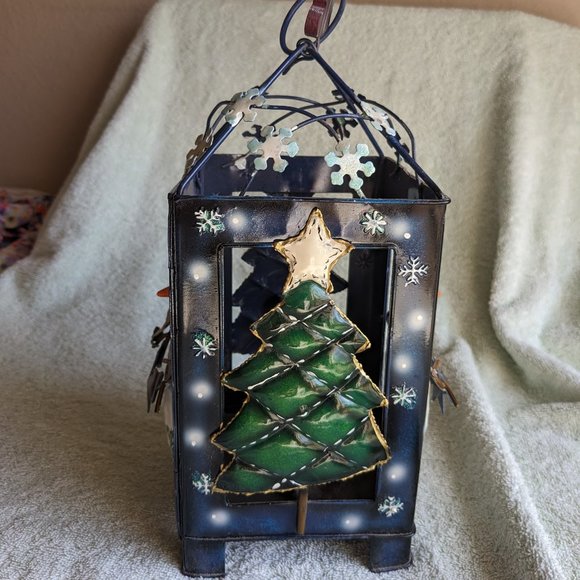 Christmas Metal Country-Style Lantern Hanging or Table Top Holiday Accent - Picture 4 of 8